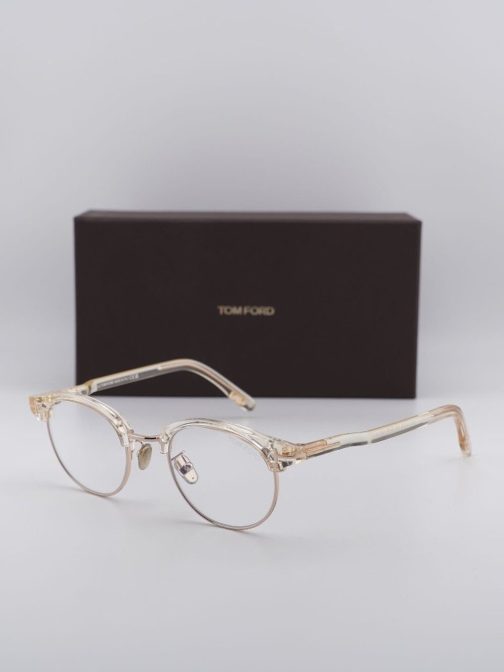 Tom Ford FT5933-D-B 039 Square Eyeglasses - Transparent Brown/Gold 48mm